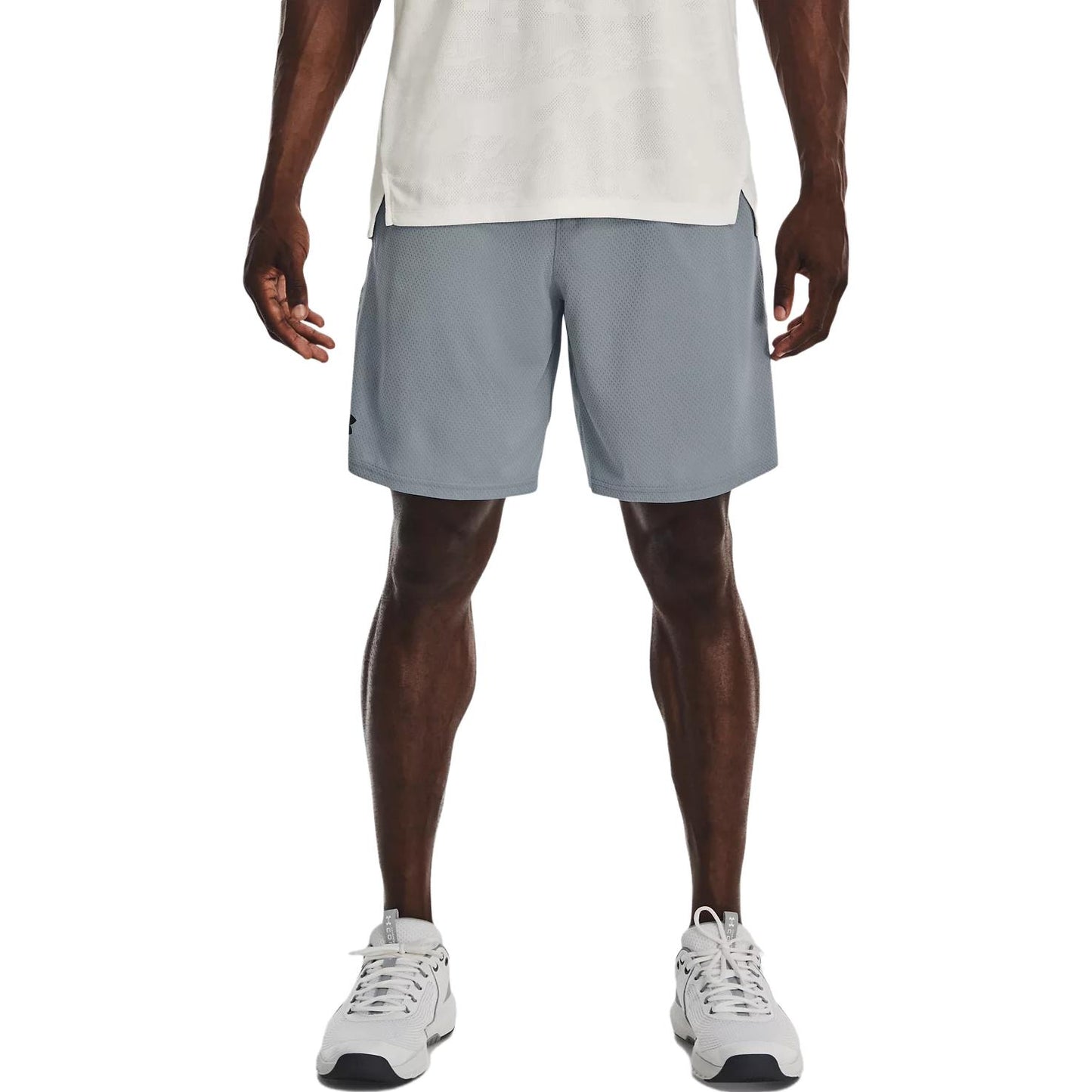 Under armour solid logo stretch waistband athletic shorts men's harbour blue