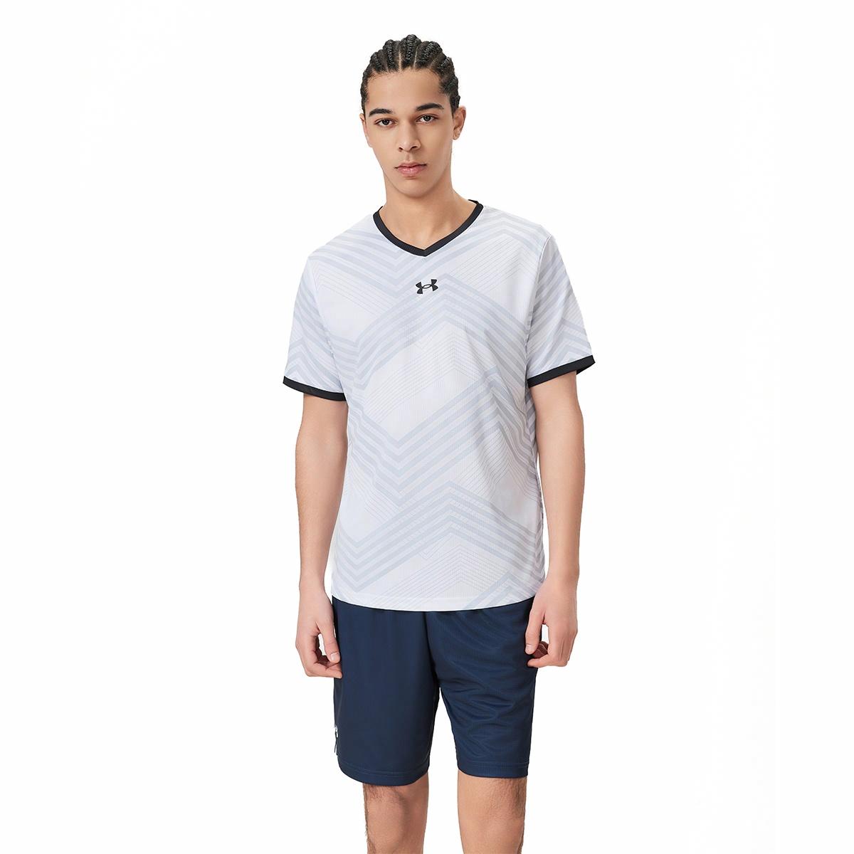 Футболка с коротким рукавом under armour training jersey stripe quick dry straight t-shirt мужская и женская белая