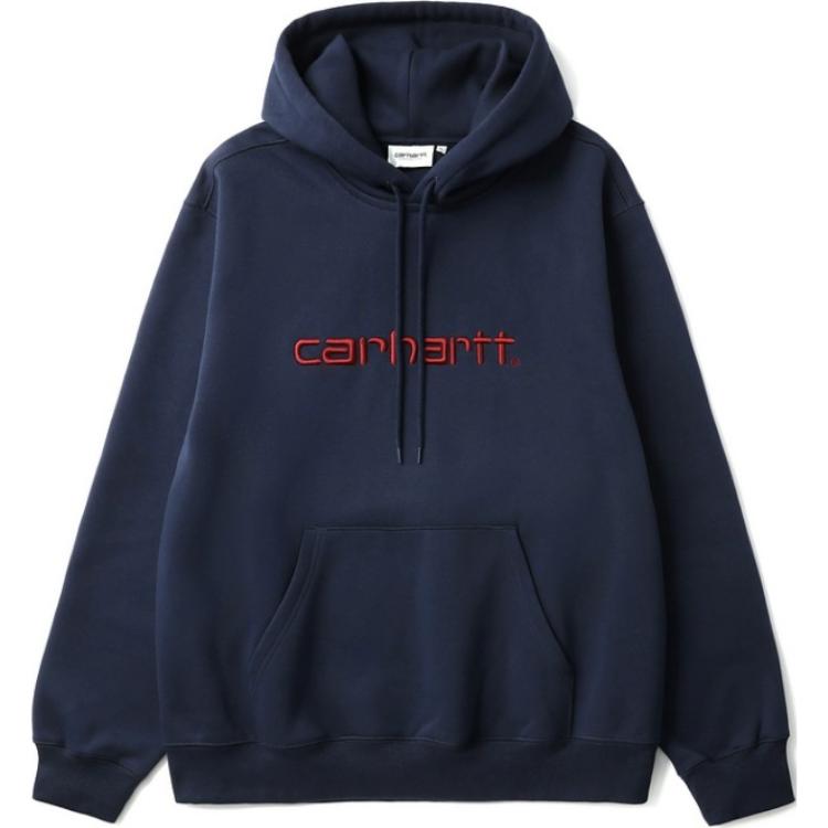 Carhartt wip klassik pullover logotipi erta kuz harfli kashtado'zlik logotipi katta cho'ntak bo'shashgan qalpoqli uzun yengli erkaklar sviteri