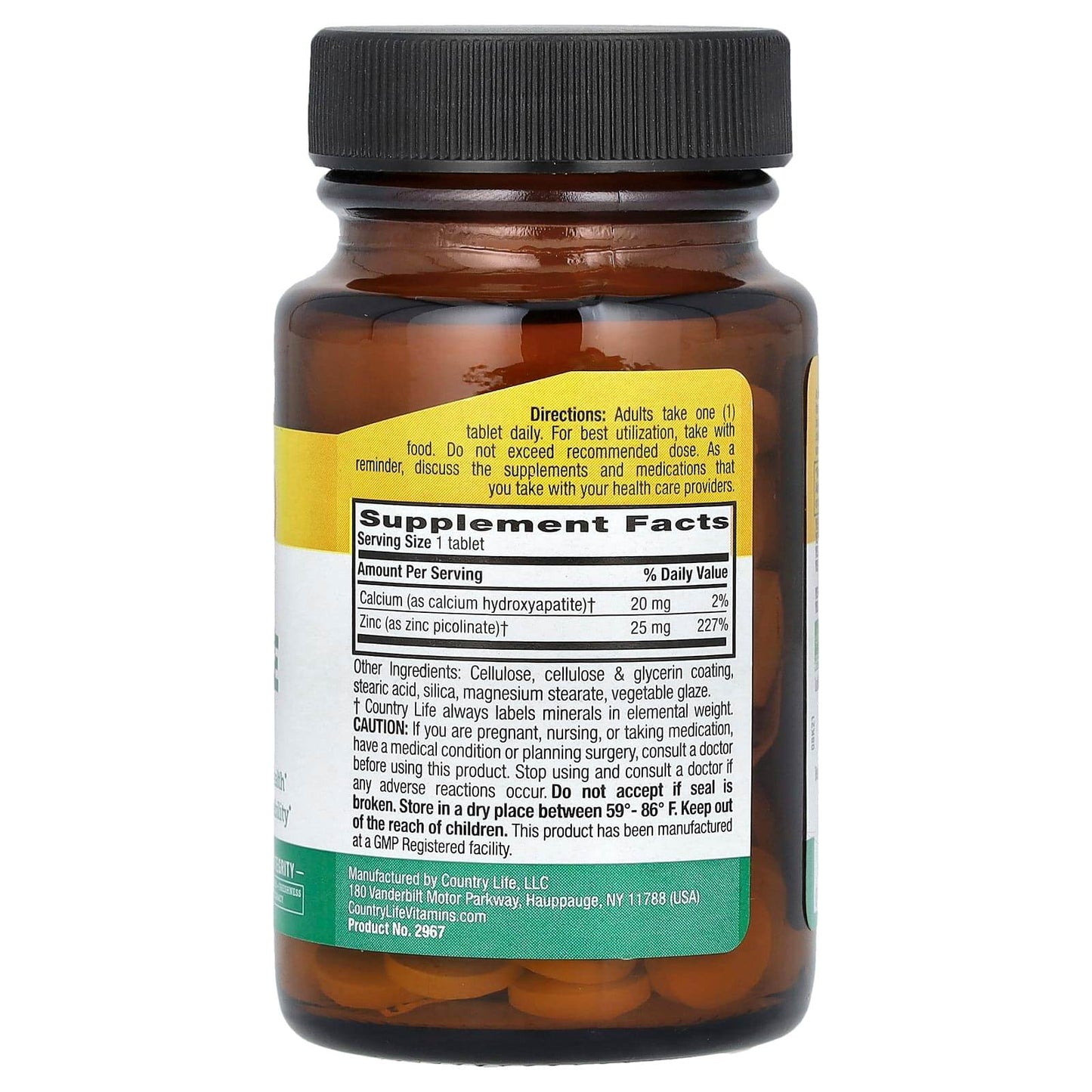 БАД Country Life, Zink Picolinate, 25 мг, 100 таблеток - Boxette Shop