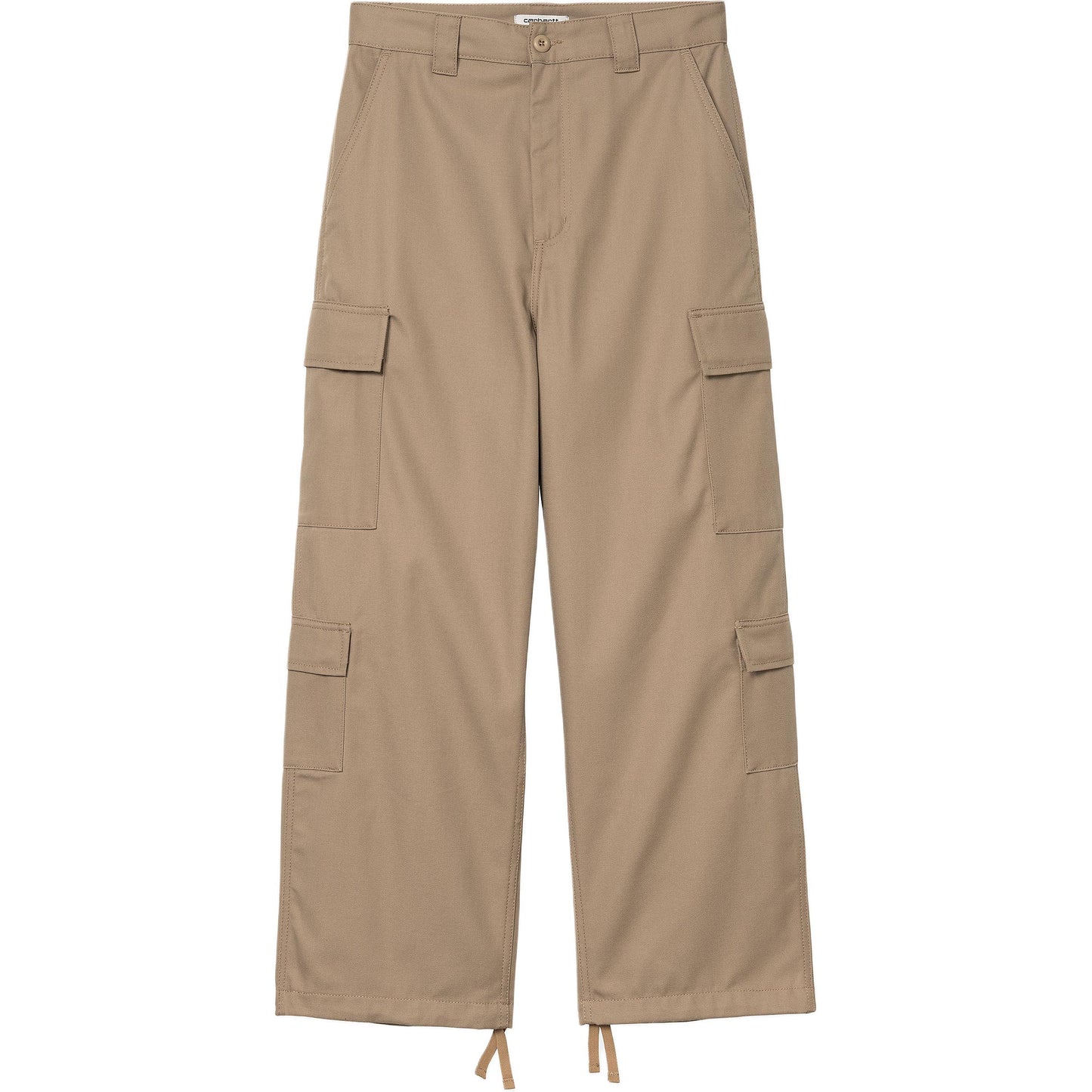 Carhartt wip w' Kingsley shim, erkin tekis kvadrat yorliqli fermuarli ish shimlari ayollar uchun xaki