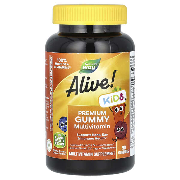 БАД Nature's Way Alive!, мультивитамины для детей, со вкусом вишни, винограда и апельсина, 90 таблеток