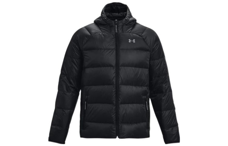 Under armour storm andromeda сплошной цвет athleisure капюшон теплый пуховик куртка мужская черный