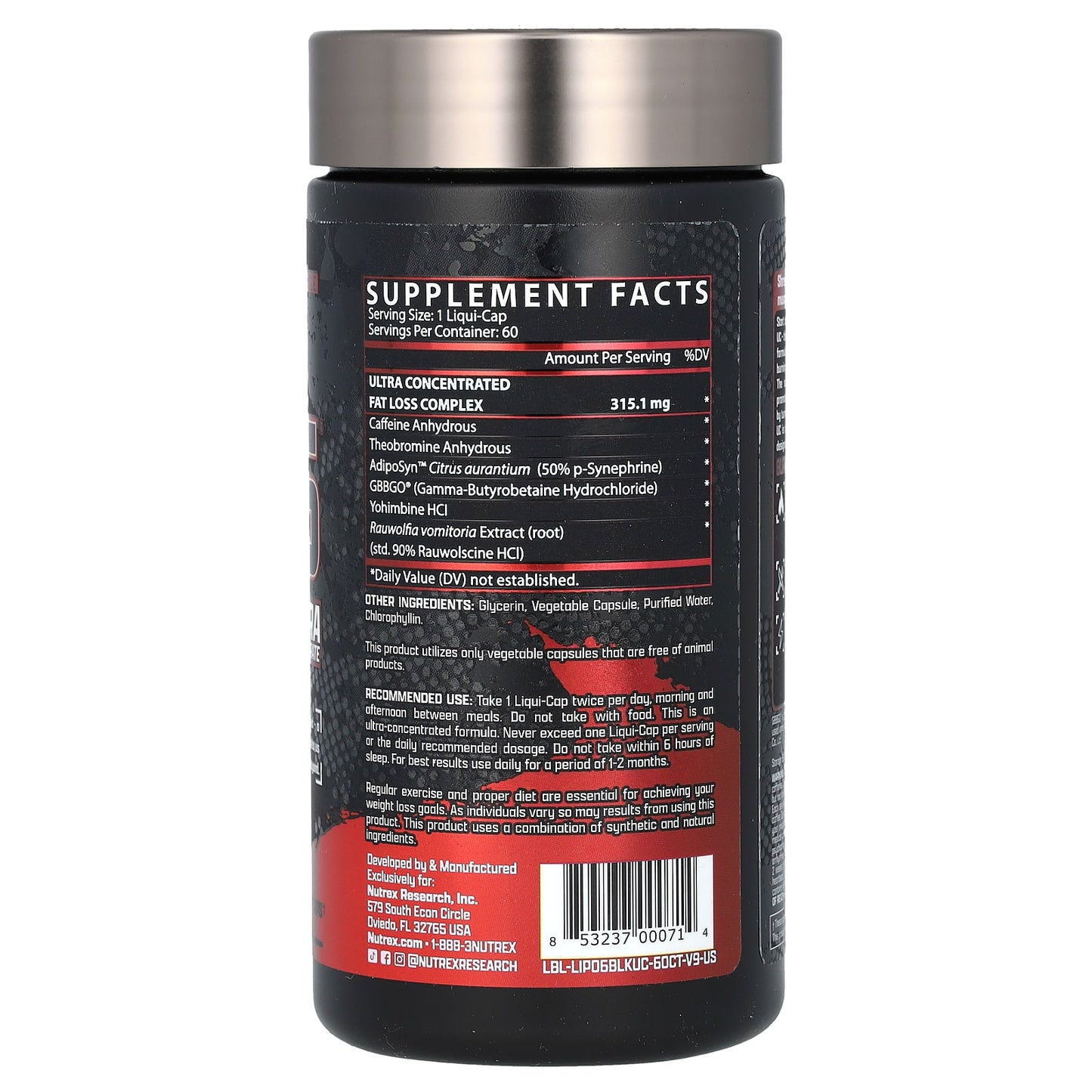 БАД Nutrex Research LIPO-6 Black, ультраконцентрат, 60 капсул