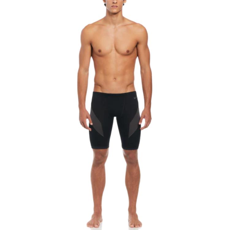 Nike colour block logo mid-rise 3/4 swim trunks мужские черные