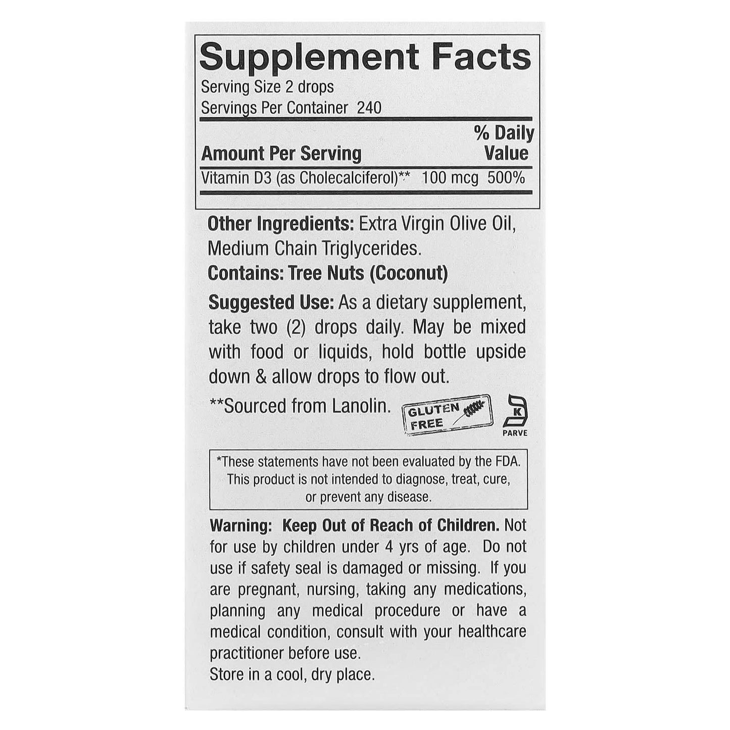 БАД Nature's Answer Vitamin D3, 15 мл (0,5 жидк. унции) - Boxette Shop