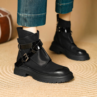 Balletcat воловьей кожи винтаж британский стиль толстым дном фея модный темперамент мода тенденция универсальный личность 16 см мартин сапоги 4,5 см женщин