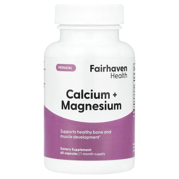 БАД Fairhaven Health, для беременных, кальций и магний, 60 капсул