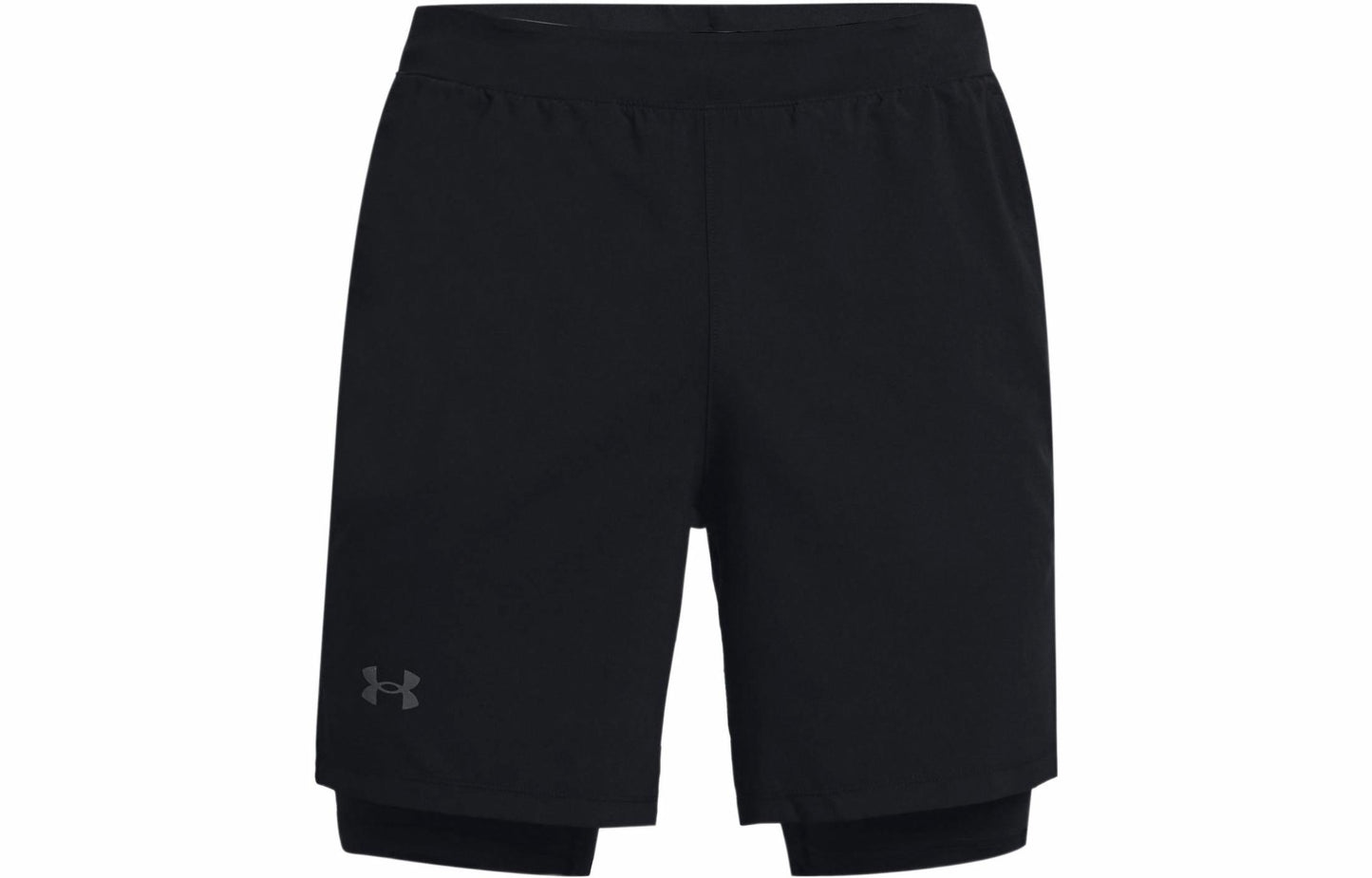 Under armour легкие облегающие тканые тренировочные шорты 2-в-1 athletic shorts men's black