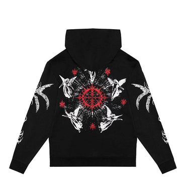 Пуловер с капюшоном revenge american retro loose fit foam printed sweatshirt unisex black - Boxette Shop