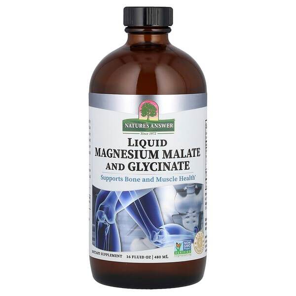 БАД Nature's Answer, Малат и глицинат магния в жидкой форме, 480 мл - Boxette Shop