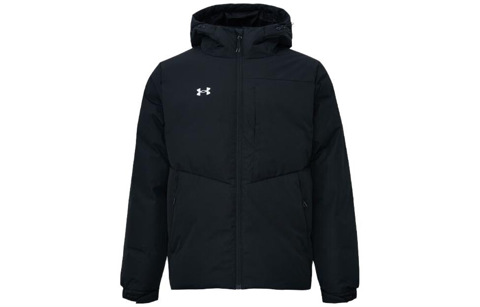 Under armour сплошной цвет короткий капюшон утолщенный открытый теплая куртка пуховик мужской черный