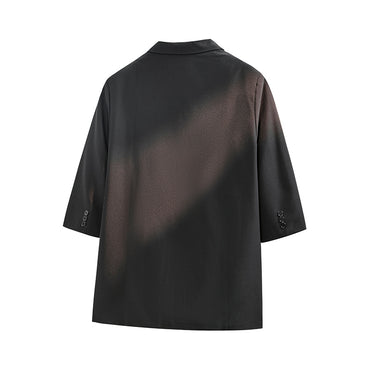 Ofisga qarshi yapon britaniyalik engil hashamatli biznes oddiy bir tugmali tekis rangli oq yoqali shahar yoshlari modasi universal yupqa bo'limli ajinlarga qarshi etti daqiqali yeng penni kostyumi bir xil modeldagi erkaklar va ayollar