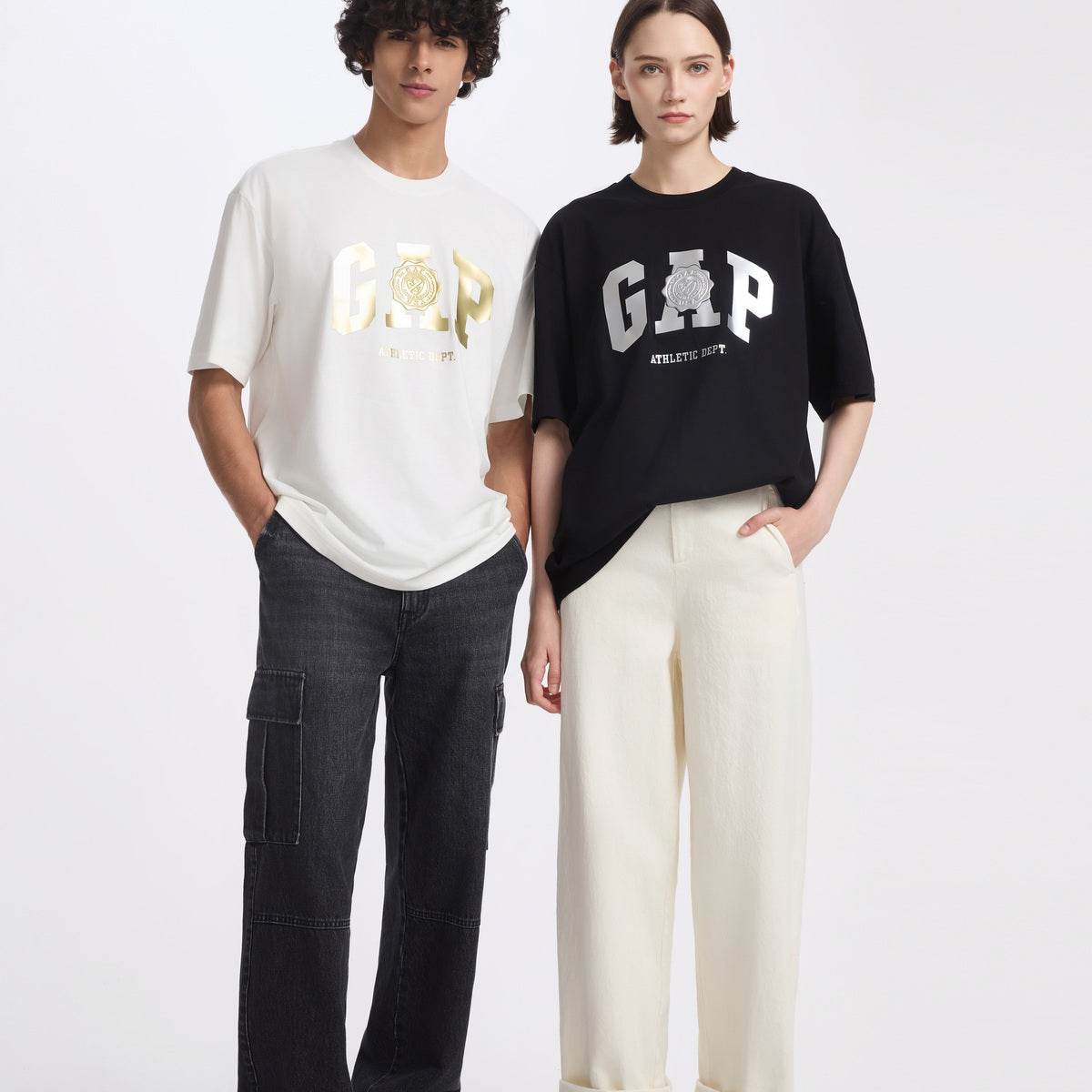 Футболка с коротким рукавом gap с матовым горячим золотым логотипом для мужчин и женщин - Boxette Shop