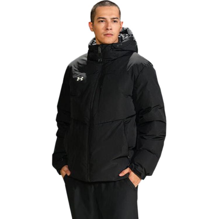 Under armour сплошной цвет короткий капюшон утолщенный открытый теплая куртка пуховик мужской черный