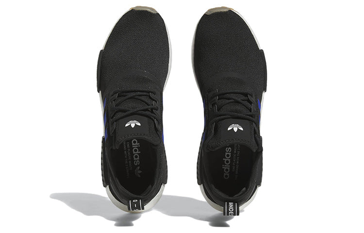 Adidas originals nmd_r1 ткань модные нескользящие износостойкие легкие низкопробные спортивные повседневные туфли черный синий