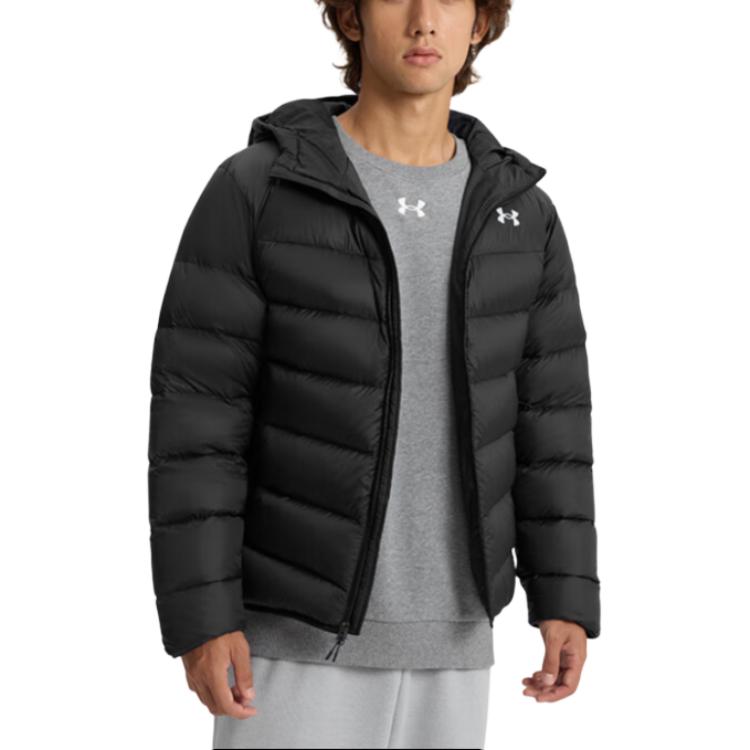 Under armour core down training sports fashion hooded down jacket men's black