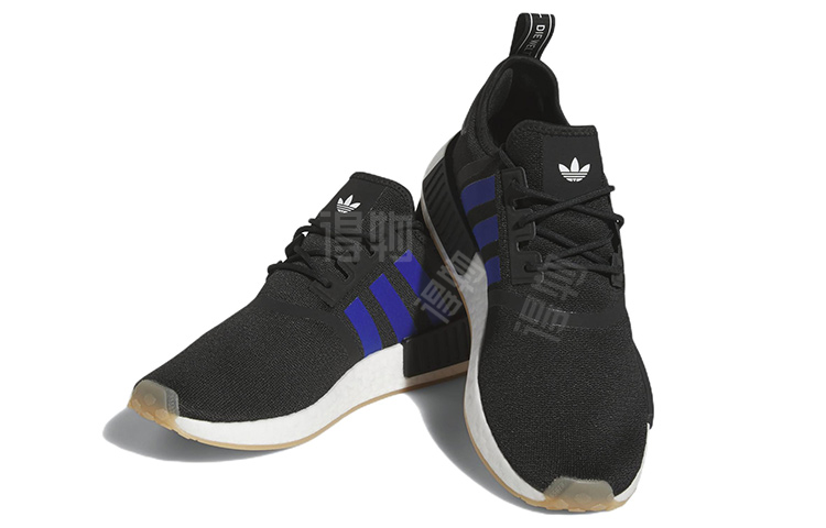 Adidas originals nmd_r1 ткань модные нескользящие износостойкие легкие низкопробные спортивные повседневные туфли черный синий