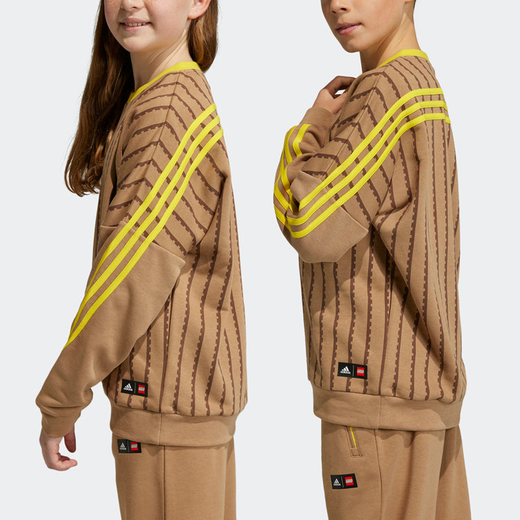 Adidas x lego lego classic sweatshirt youth stripe colourblock sports long sleeve round neck sweatshirt cardboard yellow