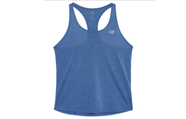 New Balans logotipi bosma dumaloq bo'yinli bo'sh yengsiz ter tanki ayollar ko'k