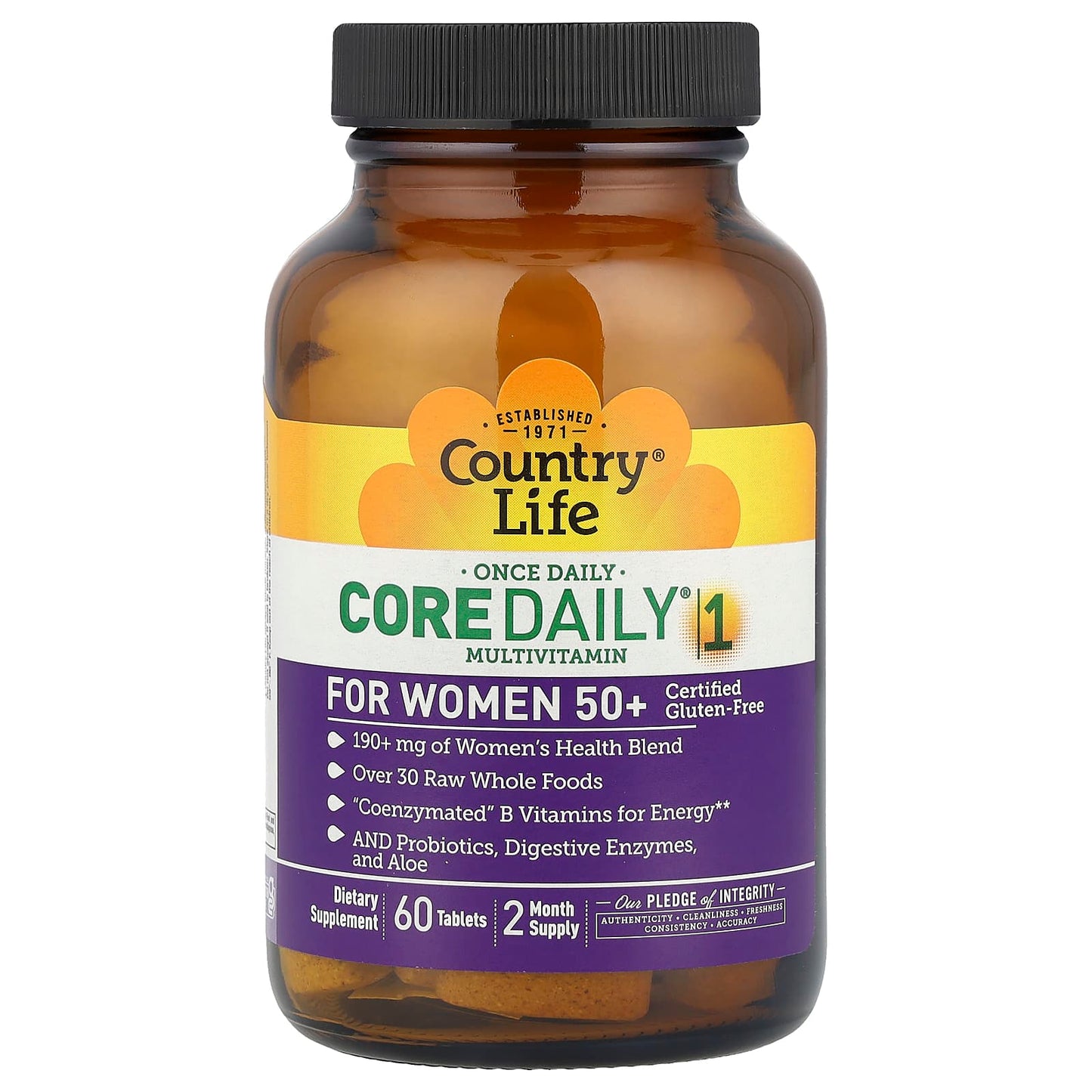 БАД Country Life, Мультивитамины Core Daily-1 для женщин, 60 таблеток