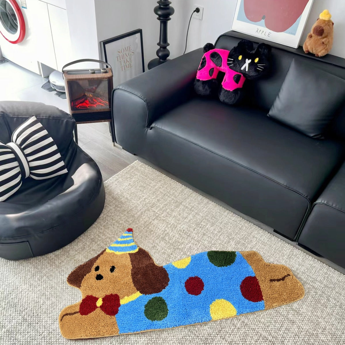 Chhatwal & jonsson adorable collection cute animal tufted flocking blanket thickened bedroom cooler bedside blanket living room absorbent coffee table sofa carpet rugs
