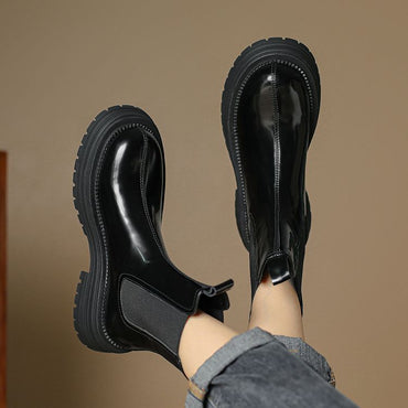 Balletcat cowhide simple daily commuter business comfort short chelsea boots 4.5cm women's