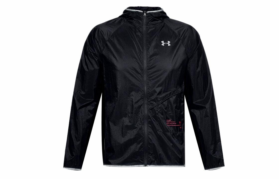 Under armour qualifier storm packable running hooded gym shirt men's black