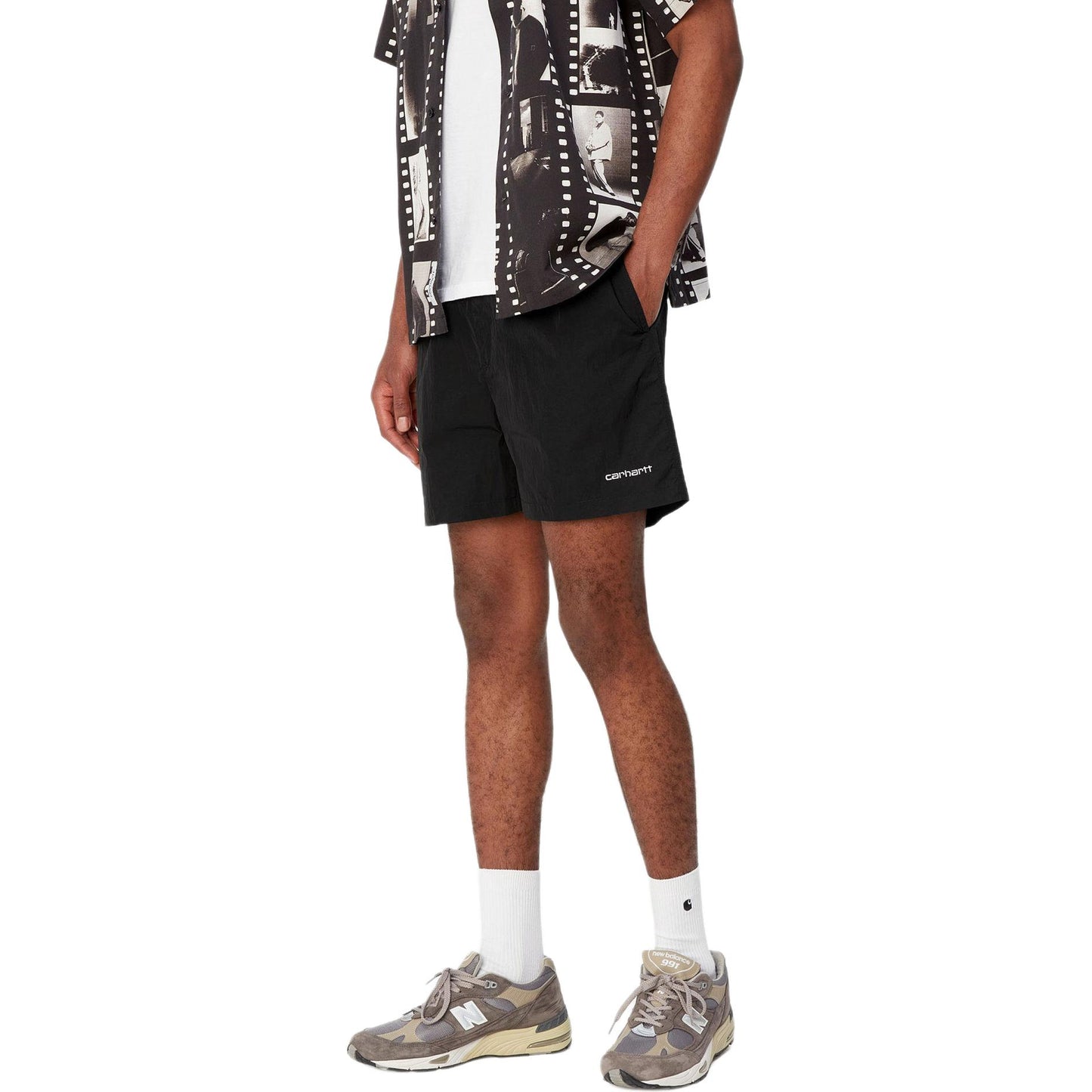 Carhartt wip ss24 tobes suv o'tkazmaydigan suv o'tkazmaydigan cho'ntak mayo erkaklar qora