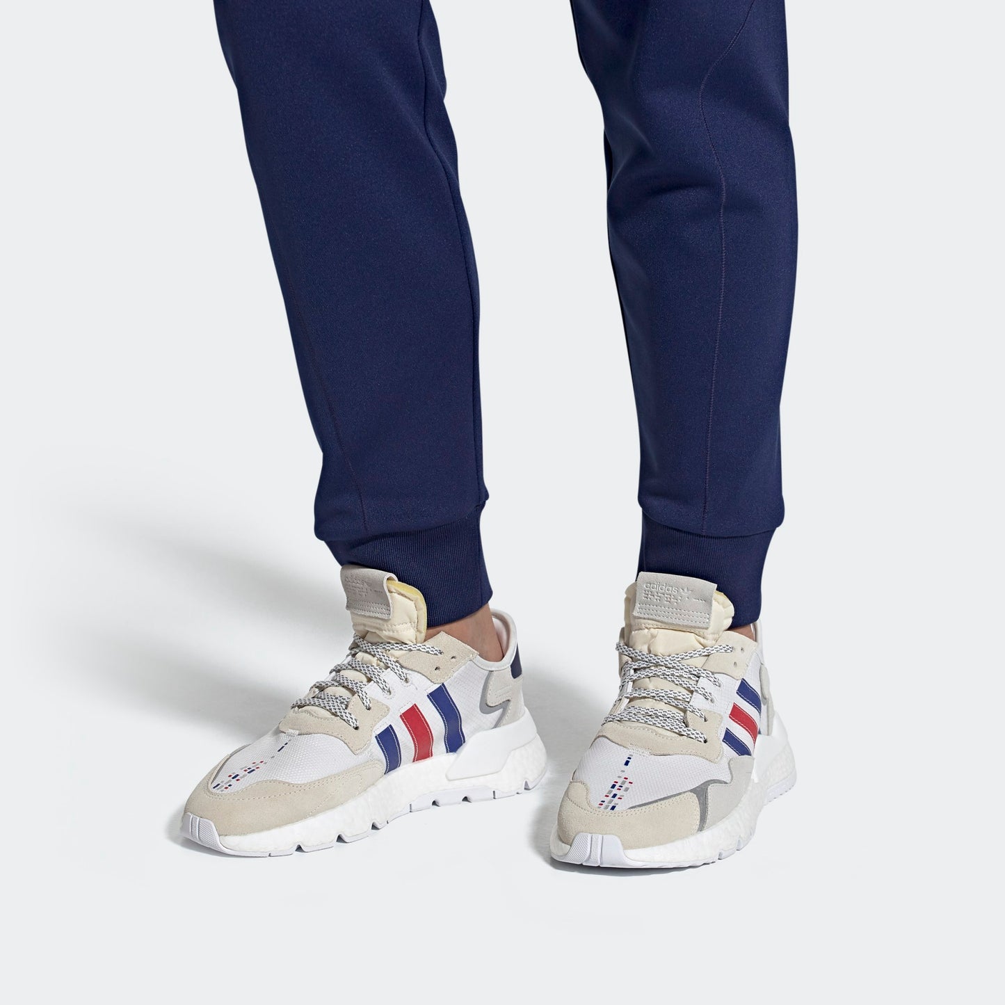 Adidas originals nite jogger mesh nylon удобные и универсальные амортизирующая и нескользящая обувь для отдыха на низком ходу мужские и женские модели красный и синий