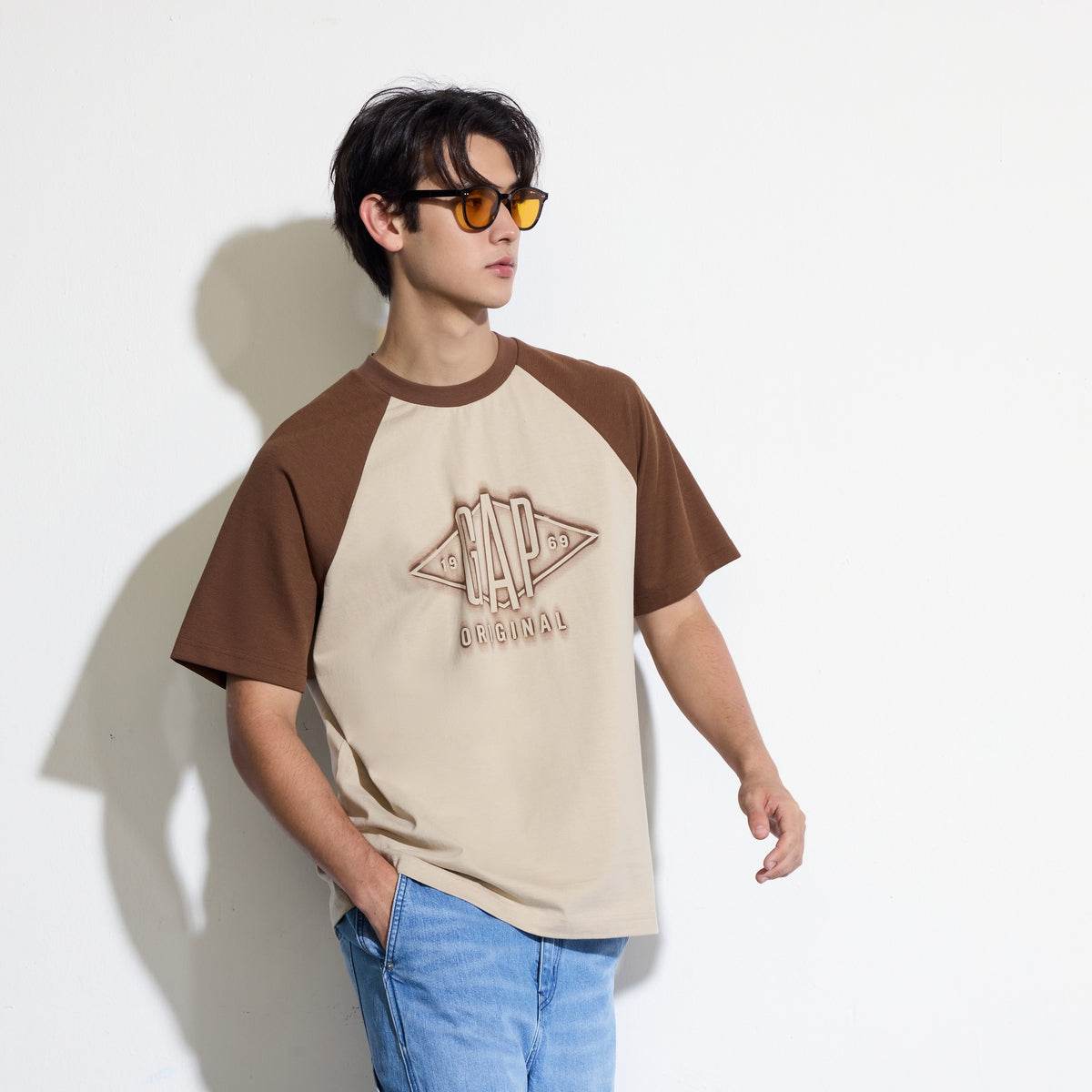 Gap urban casual collection хлопковая футболка с плечевым швом и круглым вырезом с коротким рукавом мужские и женские футболки - Boxette Shop