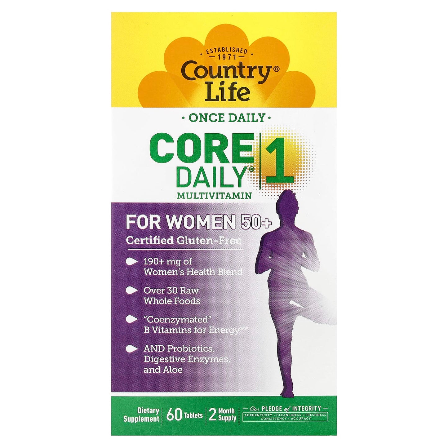 БАД Country Life, Мультивитамины Core Daily-1 для женщин, 60 таблеток