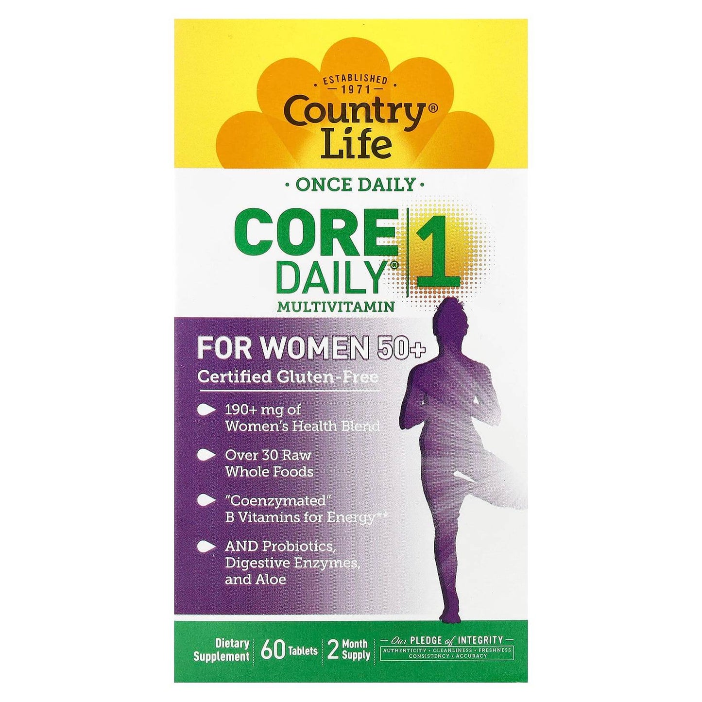БАД Country Life, Мультивитамины Core Daily-1 для женщин, 60 таблеток - Boxette Shop