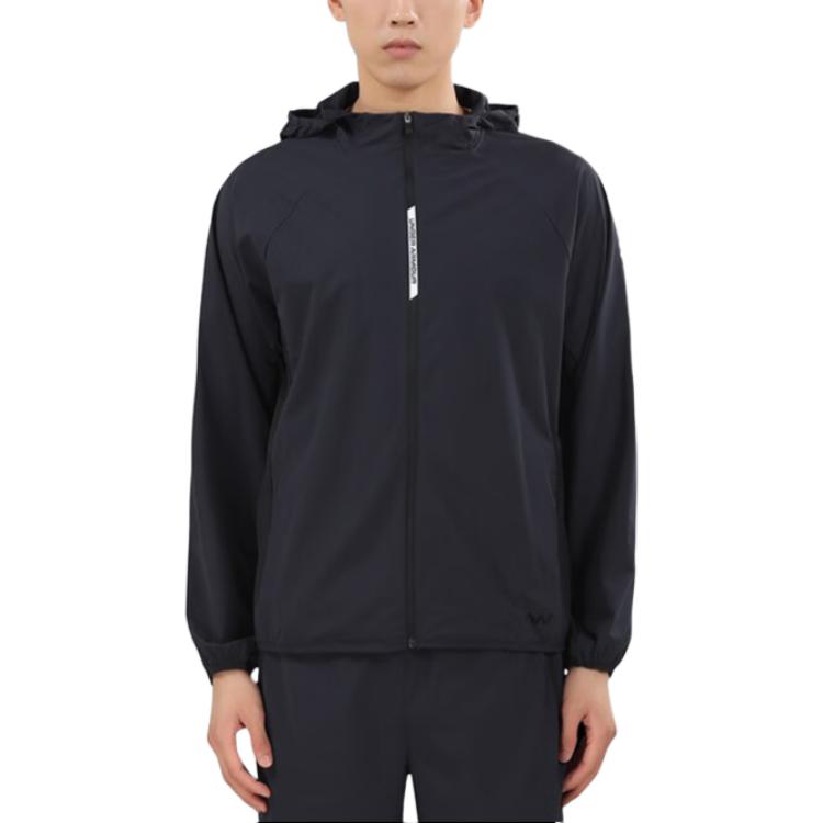 Under armour solid logo stretch sports woven jacket осенняя мужская куртка черного цвета