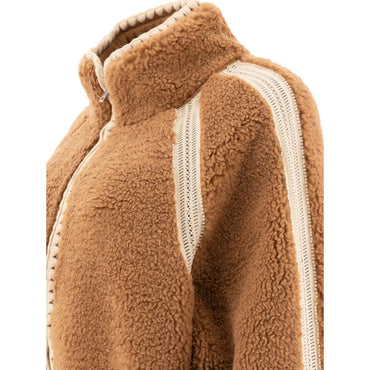 Ugg fw24 clashing stripes zip long sleeve jacket coat women's chestnut