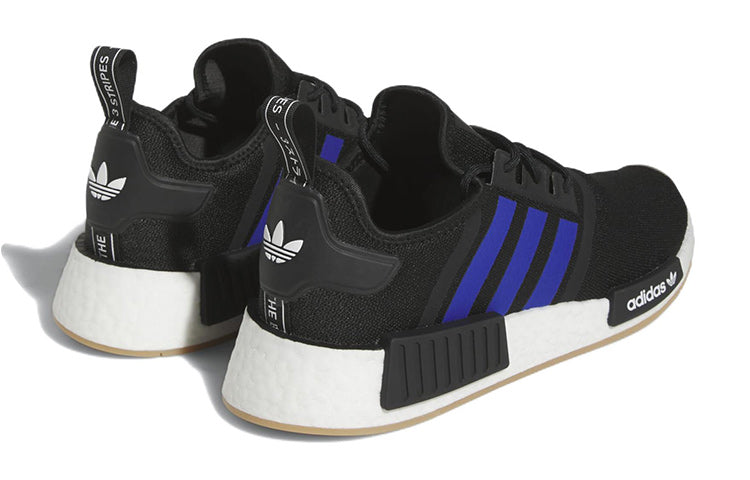 Adidas originals nmd_r1 ткань модные нескользящие износостойкие легкие низкопробные спортивные повседневные туфли черный синий