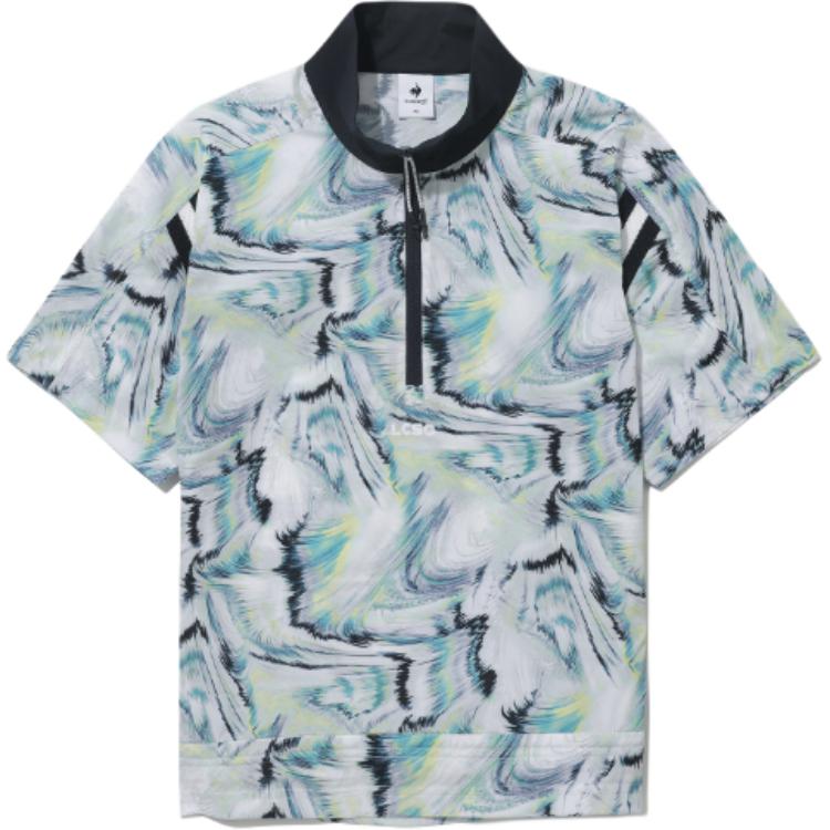 Ayollar uchun Le Coq Le Coq Sportif harflari rangli bloklangan qisqa yengli futbolka