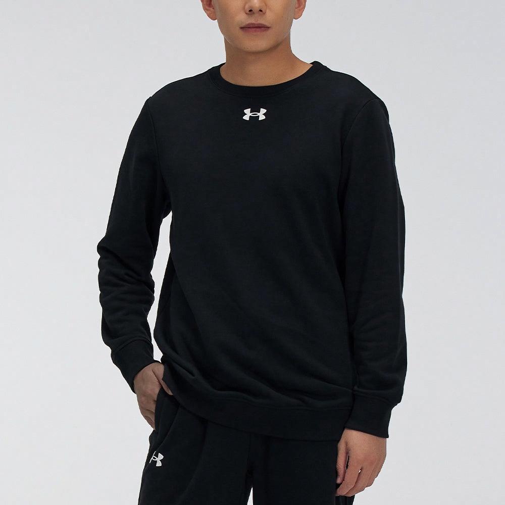 Under armour логотип печати тренировки спортивные вязать экипаж шеи пуловер свитер мужской черный