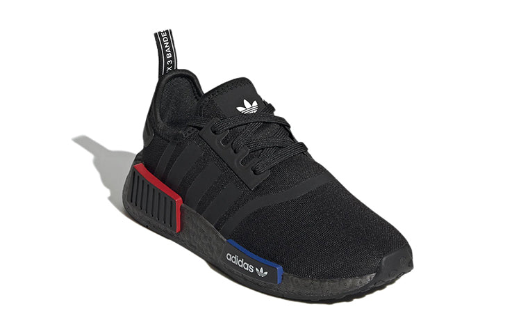Adidas originals nmd_r1 refined j удобные износостойкие дышащие спортивные повседневные кроссовки черные подростковые