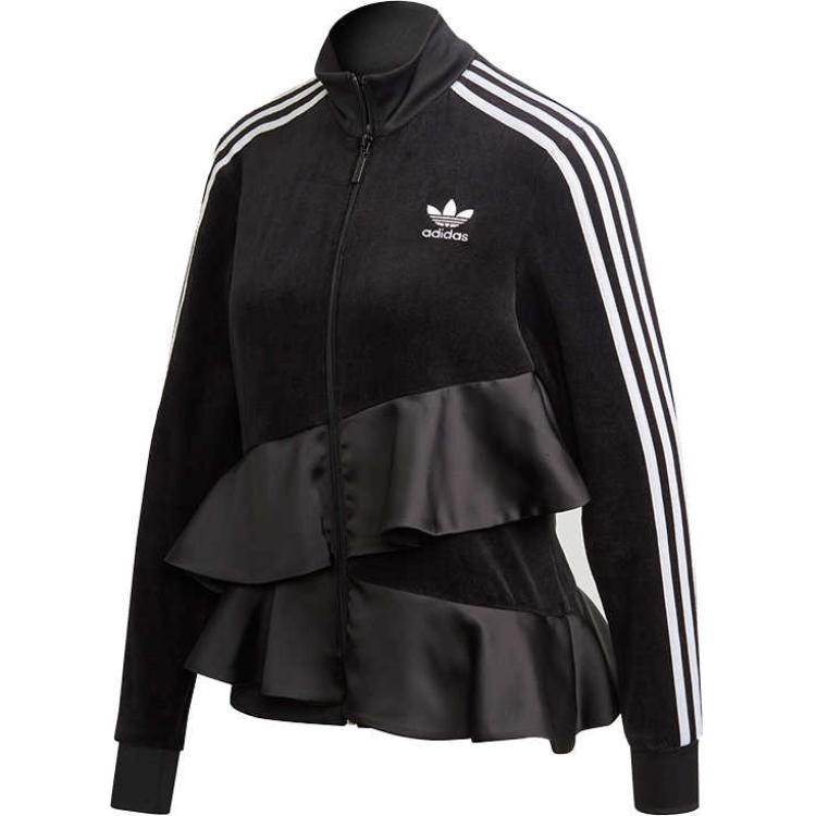 Спортивная куртка adidas originals с воротником-стойкой и атласными оборками женская черная - Boxette Shop