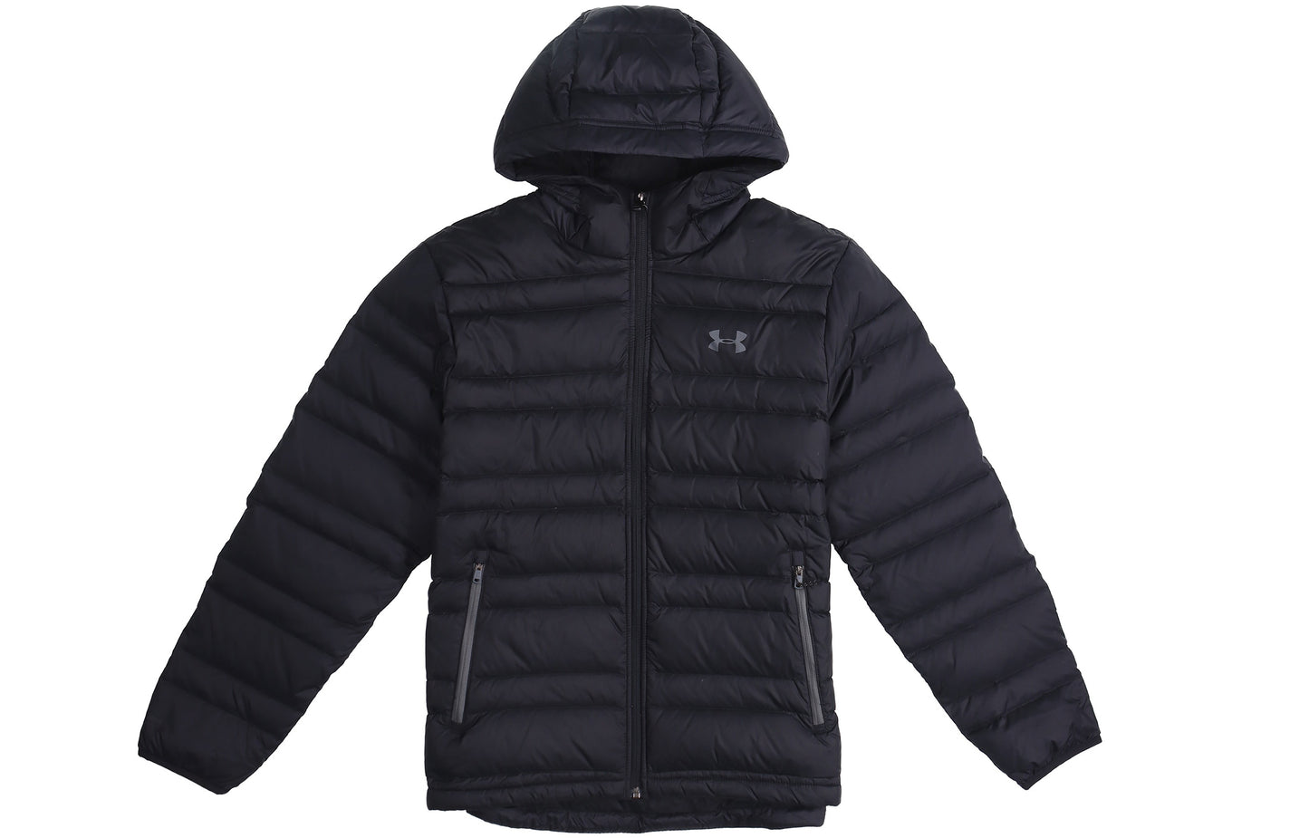 Under armour andromeda теплый водонепроницаемый тренировки сплошной цвет спортивный капюшон пуховик зимний мужской черный