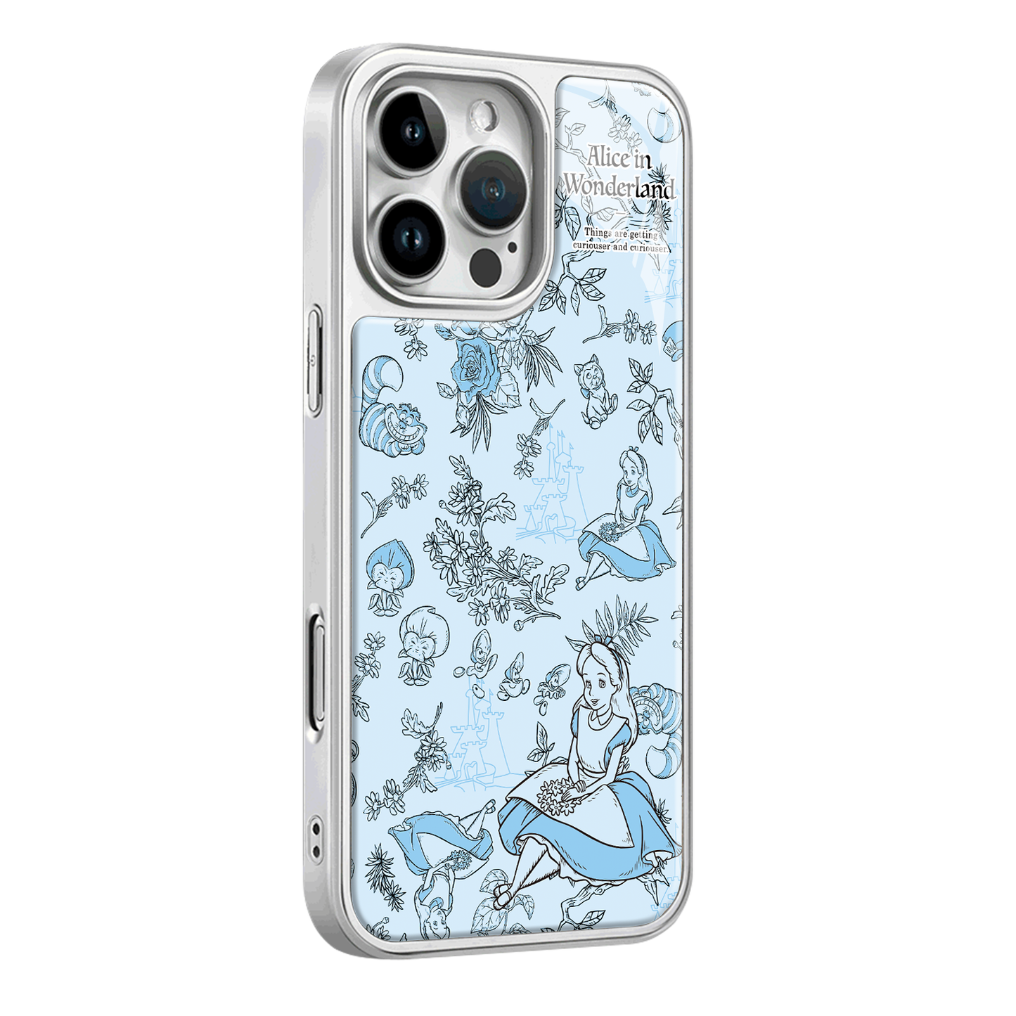Disney ABS+PC materiali Creative Alice in Wonderland Mesh Red Niche Kengaytirilgan uglerod tolali naqshli himoya qopqog'i Apple/Apple 16ProMax/15/14Pro/Max/iphone13/12/11 uchun yuqori darajadagi telefon g'ilofi