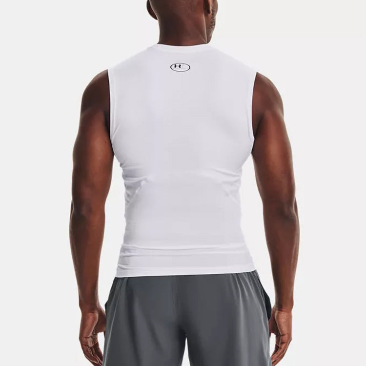 Under armour heatgear casual sports breathable sleeveless fitness crossover tight quick dry vest men's white