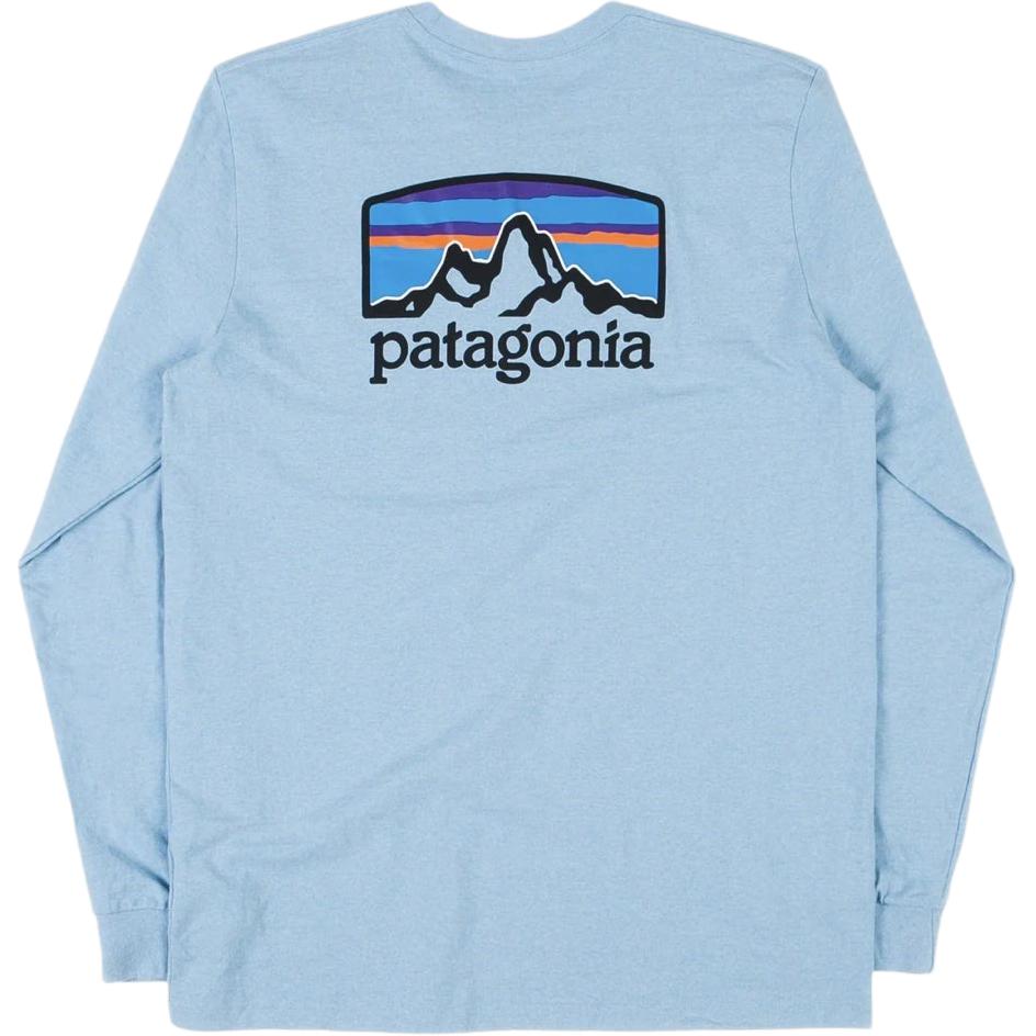 Patagonia patagonia responsibili-tee qor bosilgan tog'li nafas oladigan dumaloq bo'yinli uzun yengli erkaklar futbolkasi