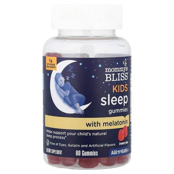 БАД Mommy's Bliss, для сна с мелатонином, со вкусом клубники, 60 жевательных таблеток - Boxette Shop