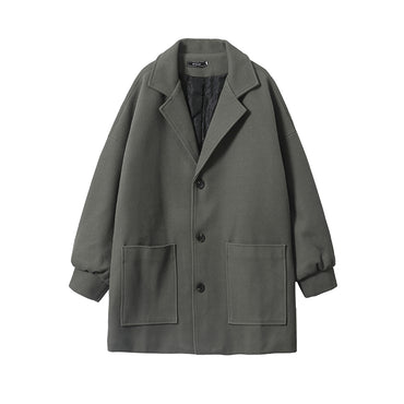 Eyeunderstand Amerikaning yuqori ma'noli retro bo'sh kostyum yoqasi, bir xil modelli erkaklar va ayollar uchun chiroyli ko'p qirrali o'rta uzunlikdagi tvid palto