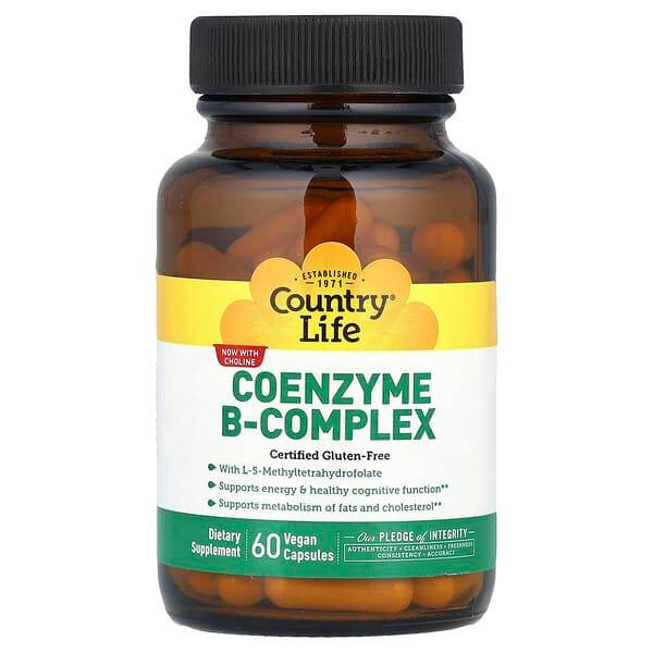 БАД Country Life, комплекс коэнзимов группы B, 60 капсул - Boxette Shop