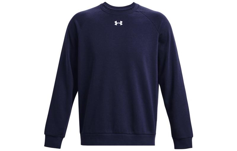 Under armour rival solid fleece crew neck training sweatshirt men's dark blue