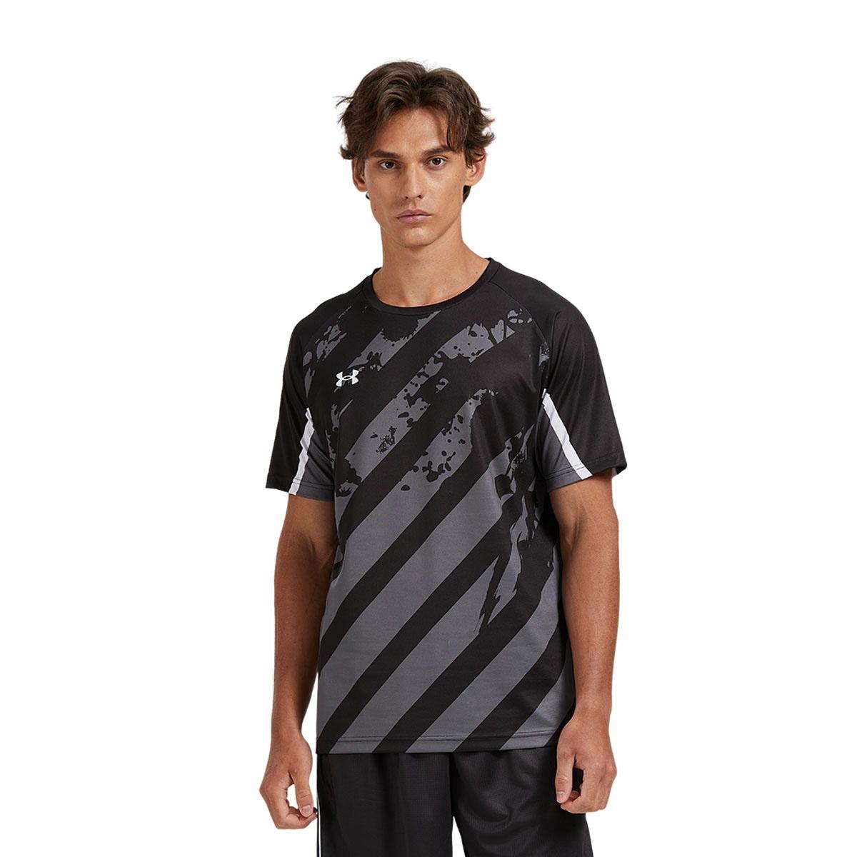 Under armour простой logo печатных повседневная бег фитнес велоспорт спорт тренировки джерси дышащий трикотаж круглый вырез короткий рукав футболка мужская и женская черный