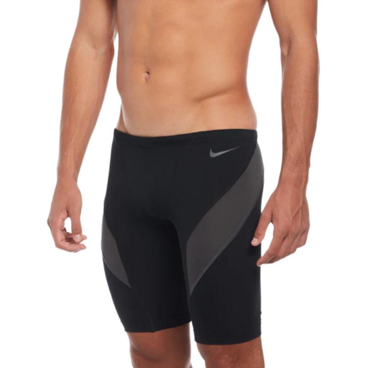 Nike colour block logo mid-rise 3/4 swim trunks мужские черные
